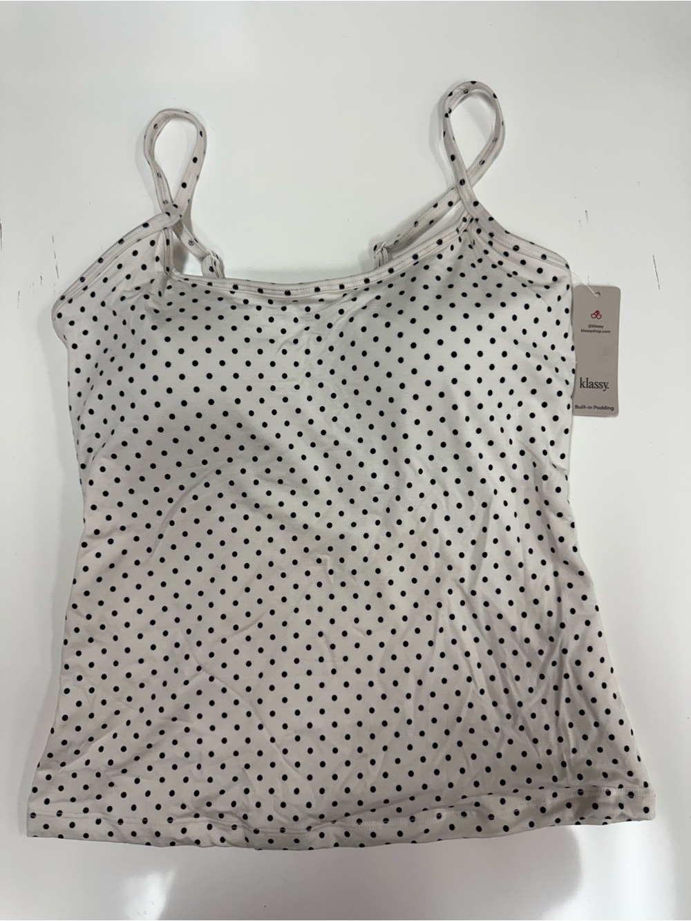 Women's White Polka Dot Spaghetti Strap Tank Top